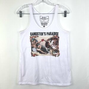 Riot Society Gangster’s Paradise Graphic White Tank Top Sz S